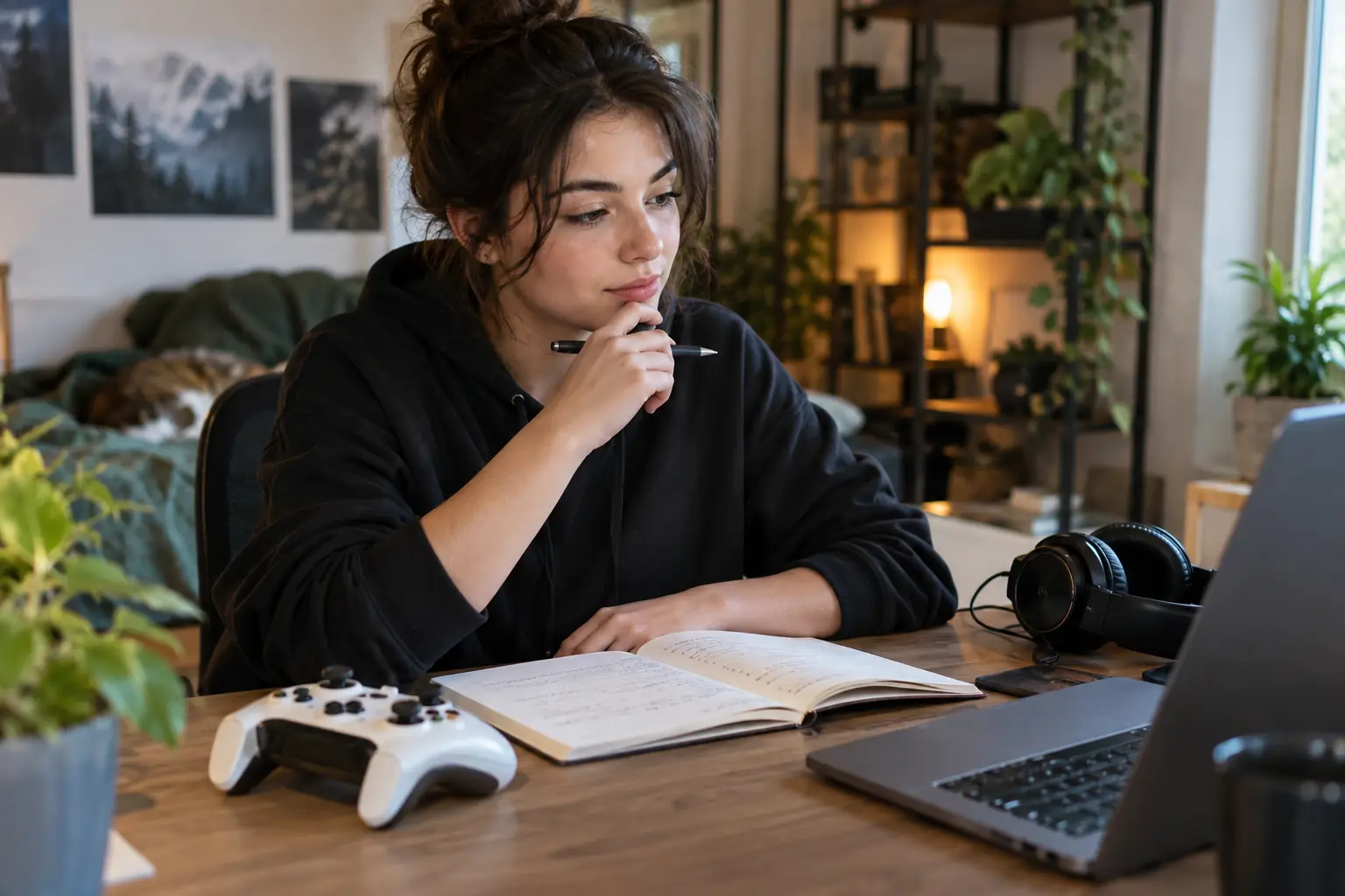 Joueur consultant un guide de vocabulaire gaming