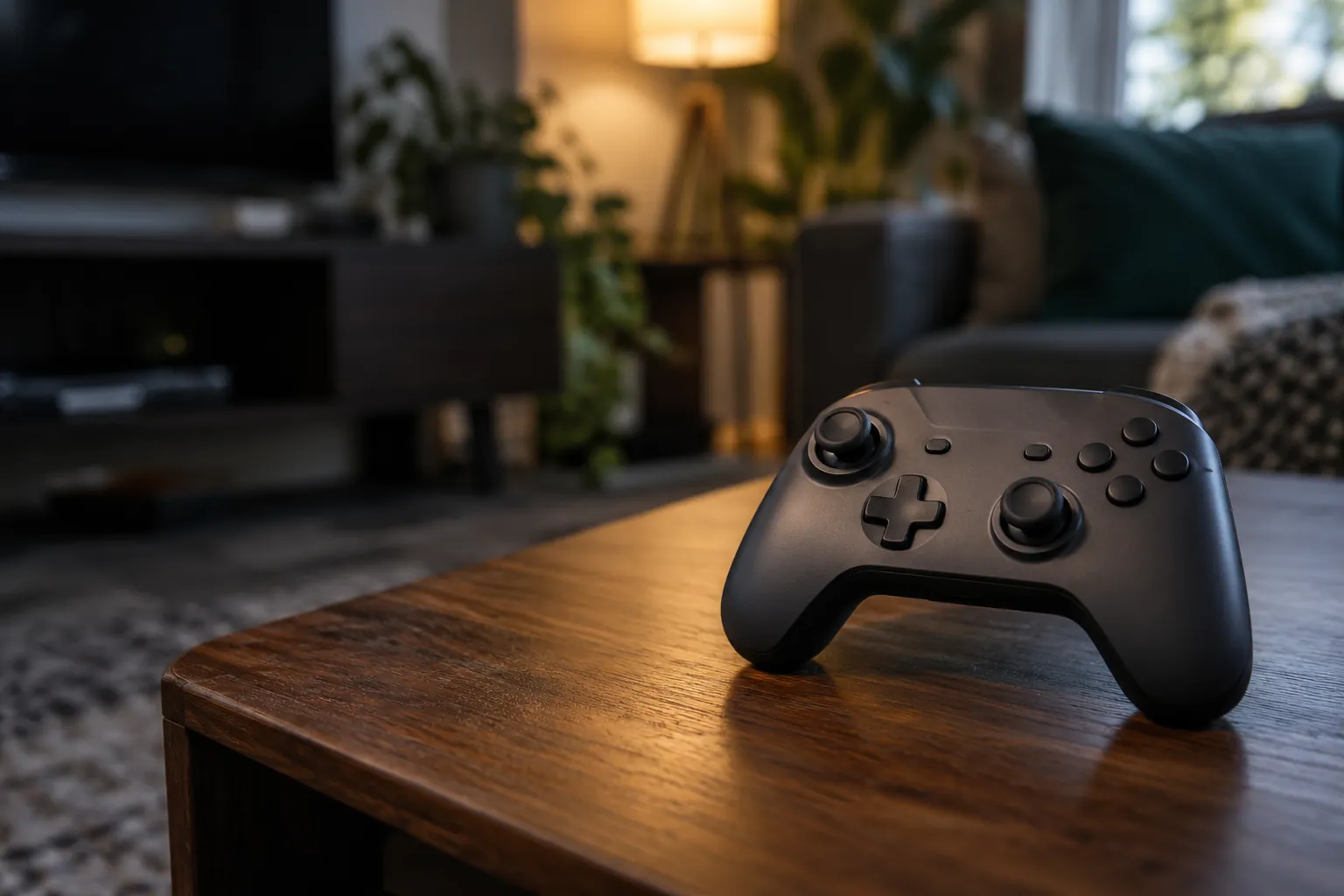 Comando de jogo sobre uma mesa
